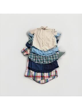 Lot of 5 Tommy Hilfiger Medium Short Sleeve Button-down Plaid,Blue,Green (A33)